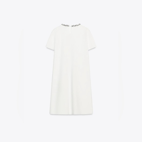 Zara White Mini Dress with Embellished Pockets - Picture 4 of 7